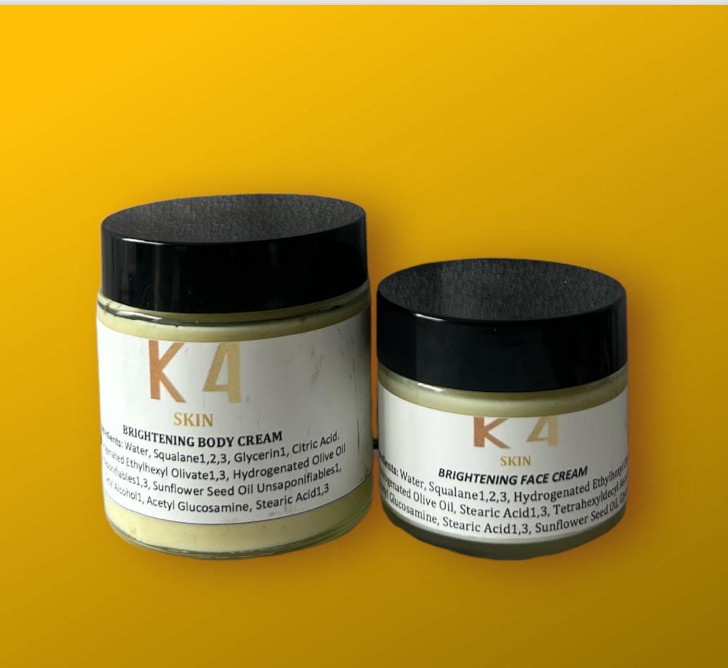 K4 SKIN BRIGHTENING FACE CREAM (2oz) and K4 SKIN BRIGHTENING BODY CREAM (4oz) SET