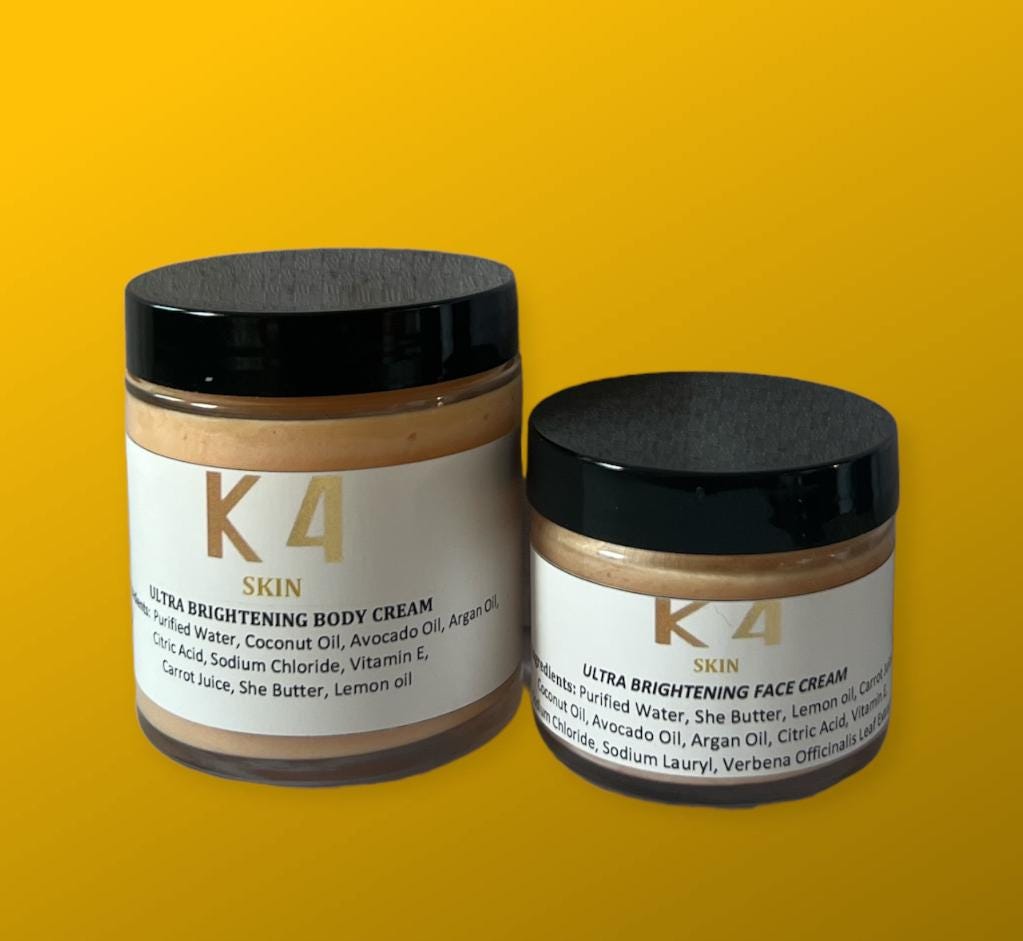 K4 SKIN ULTRA BRIGHTENING FACE CREAM (2oz) and K4 SKIN ULTRA BRIGHTENING BODY CREAM (4oz) SET